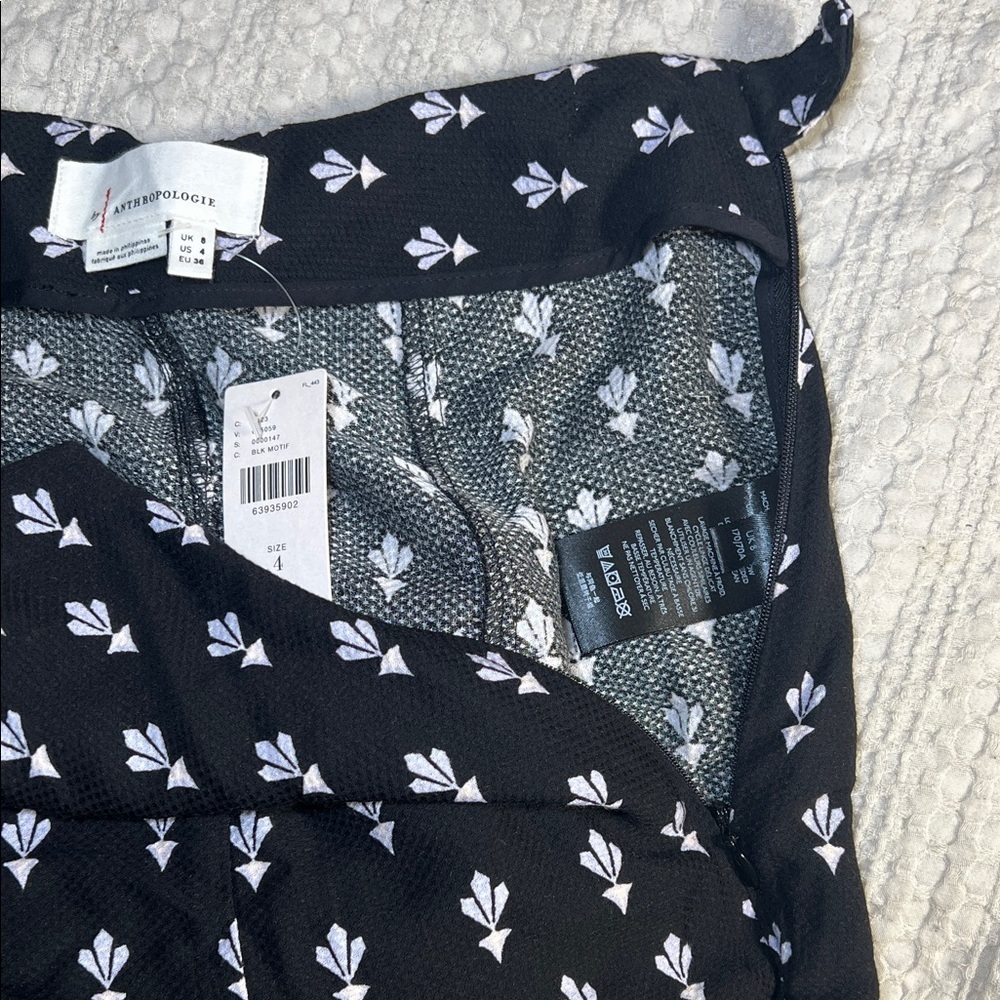 Anthropologie wide leg pants Black with floral accent size 4 - Picture 11 of 15